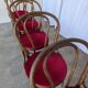 Set of 6 Vintage Bentwood Dining Chairs Set: 1970s , Red Uphols