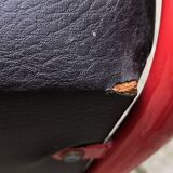 Pair of vintage drivers in red steel and skaï, France 1970