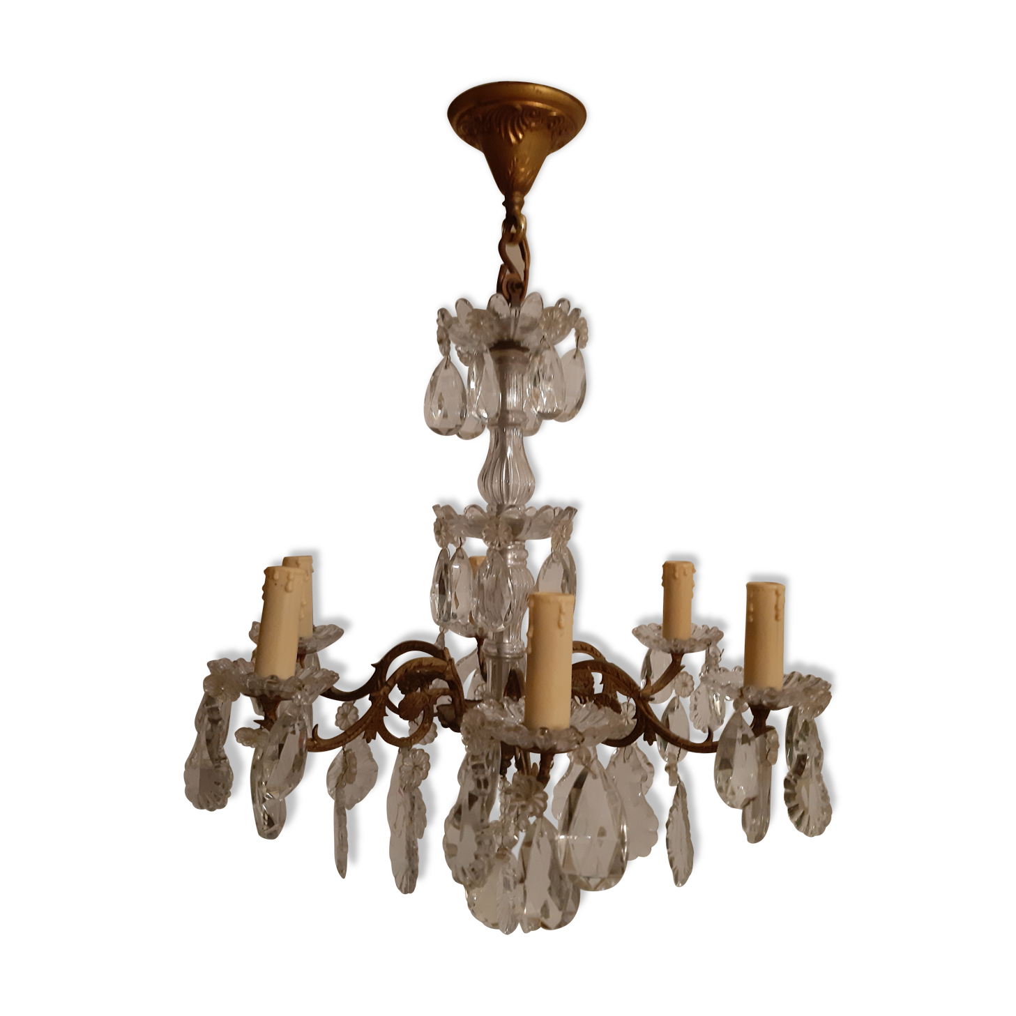 Old chandelier with stamps