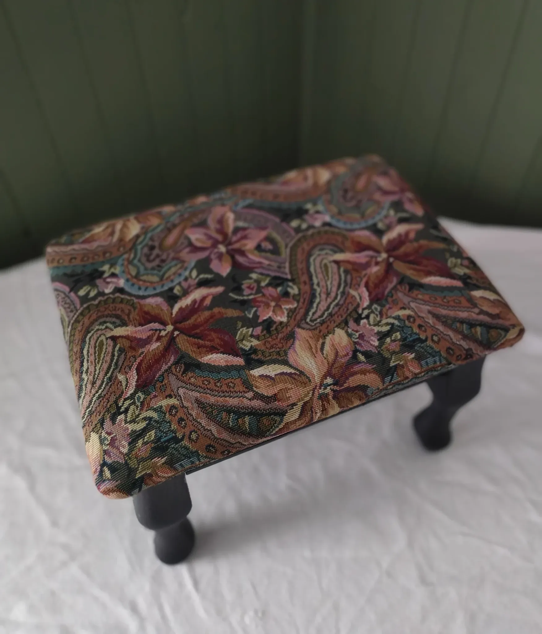 Small vintage tapestry footstool.