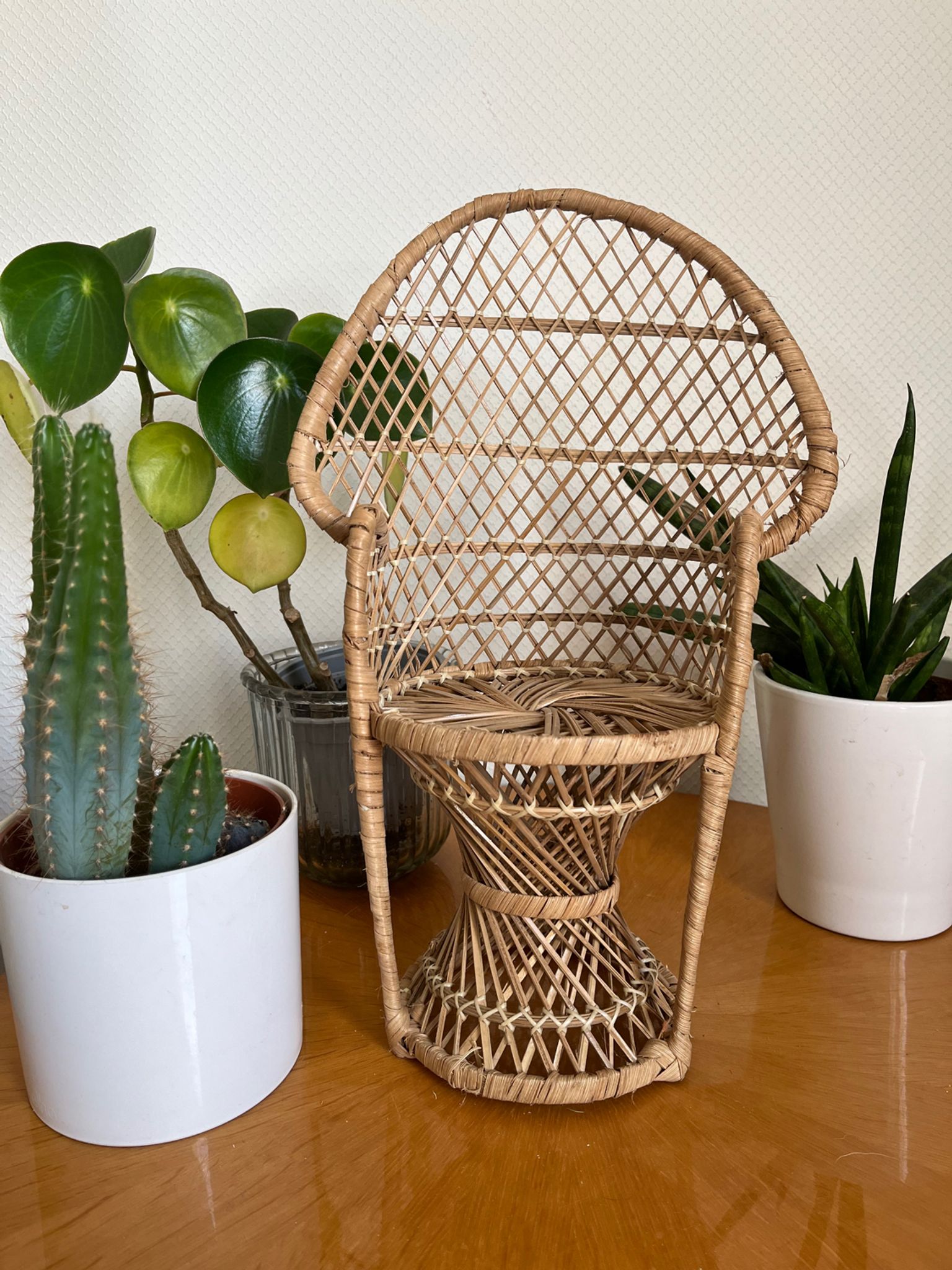 Porte-plante Emmanuelle en rotin vintage
