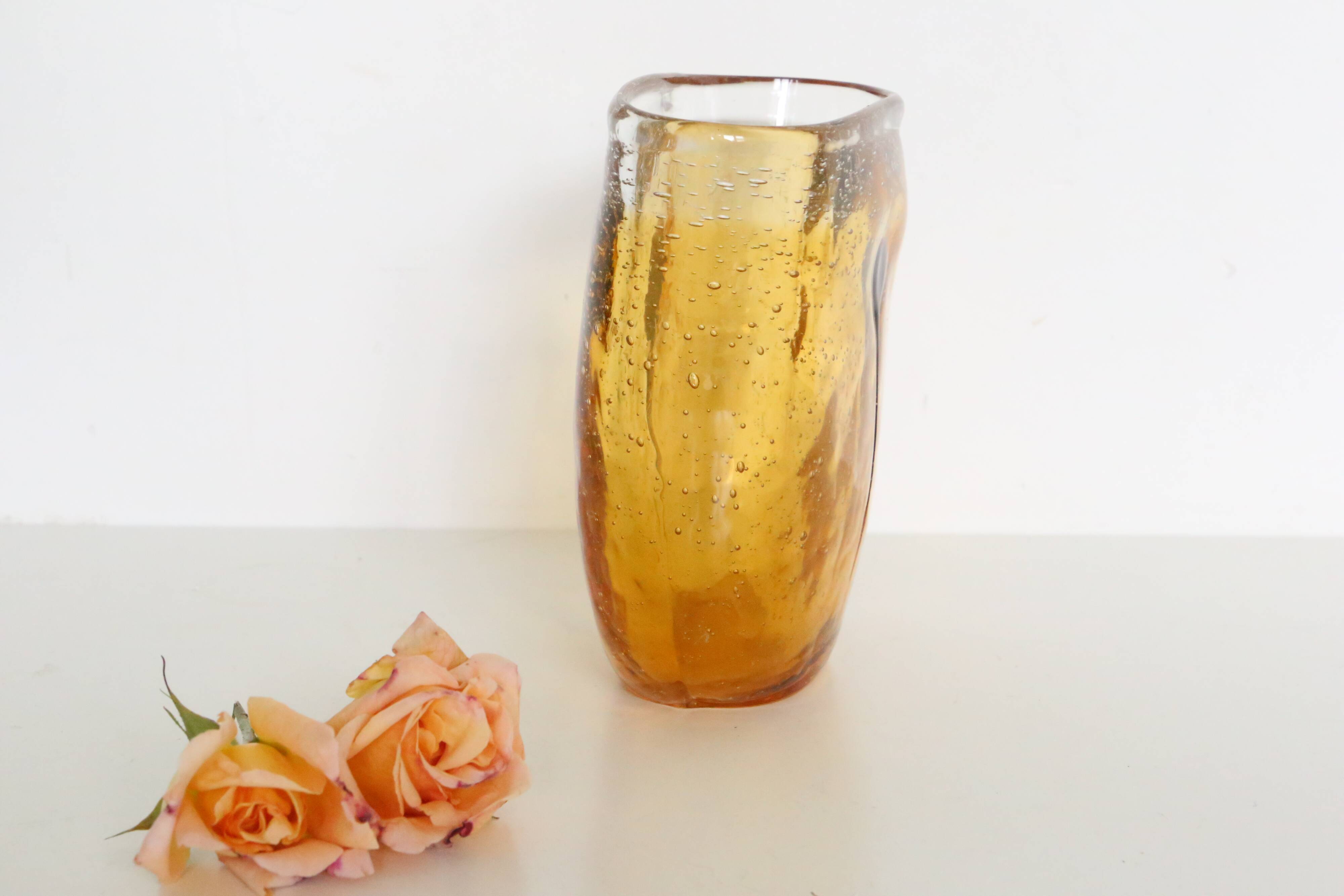 Beautiful mouth-blown bubble glass vase