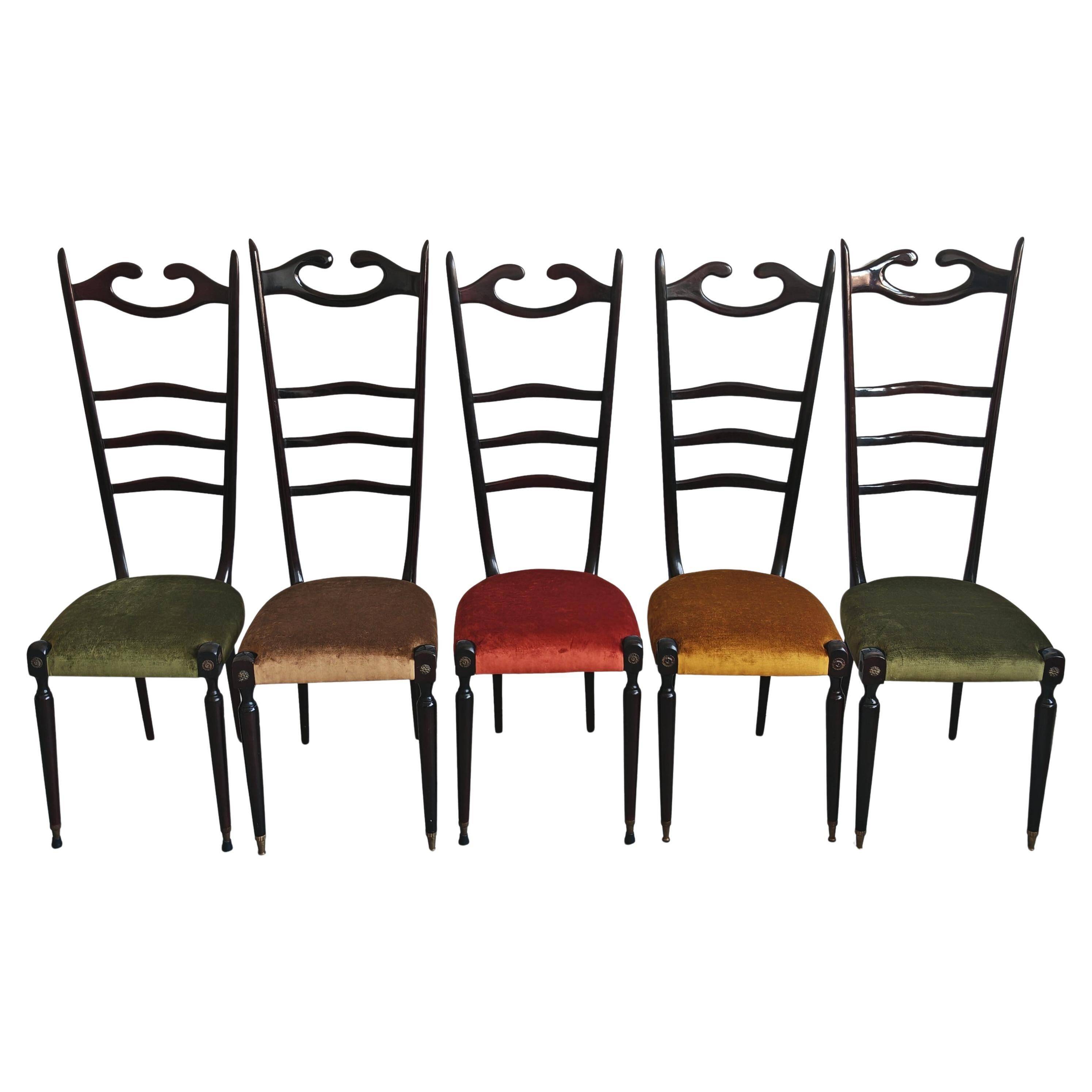 Chiavari chairs with high backs Mid Century Modern Paolo Buffa 1950s