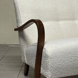 Canapé des années 1940 en bois et tissu bouclé, production italienne