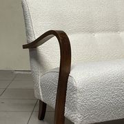 1940s Sofa in Wood and Boucle Fabric, Italian Production