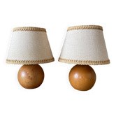 Lot de 2 lampes de chevet en bois massif