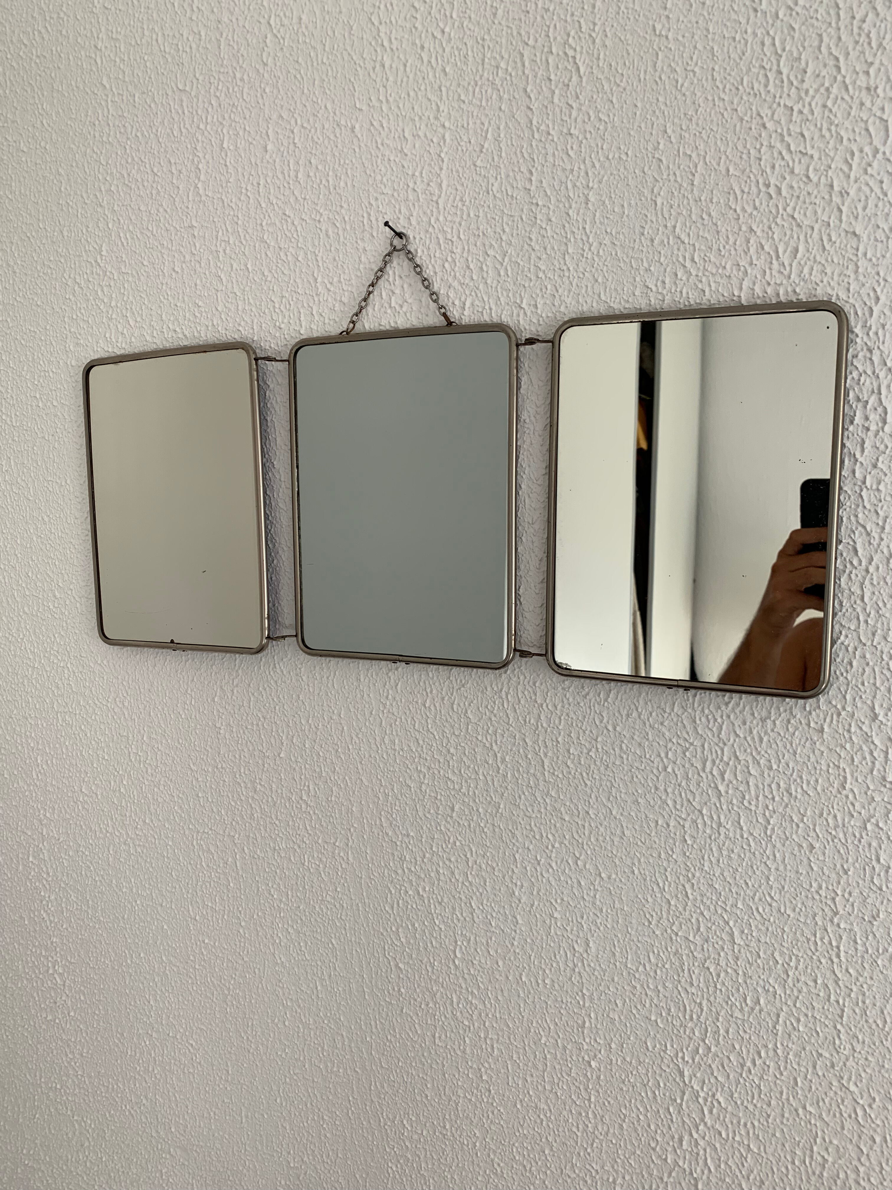 Vintage mirror 1960 triptych barber blue king - 24 x 59 cm