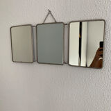 Vintage mirror 1960 triptych barber blue king - 24 x 59 cm