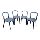 Set of 4 Göteborg chairs by Erik Gunnar Asplund for Cassina, blue leather.