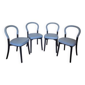 Lot de 4 chaises Göteborg par Erik Gunnar Asplund pour Cassina, cuir bleu