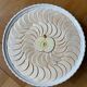 Pie dish on a stand, majolica, apple