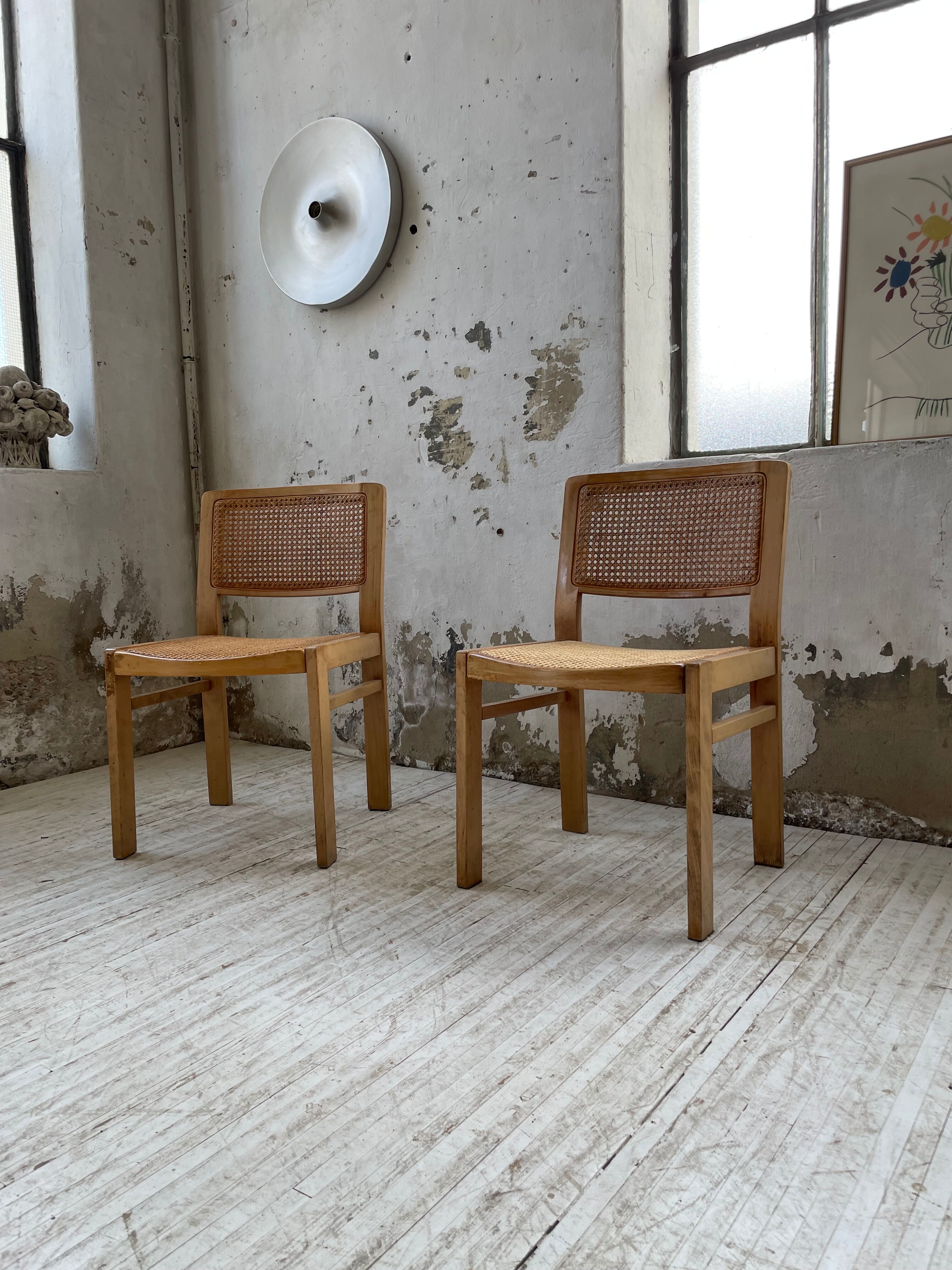 Pair of Baumann chairs beech and cannage