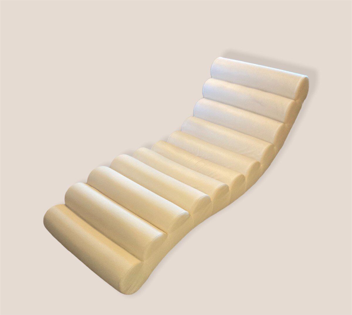 Scandinavian meridian 1980s with metal structure in imitation white leather