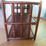 Retro-Side table-vinyl furniture-wood, rattan and bamboo-80s