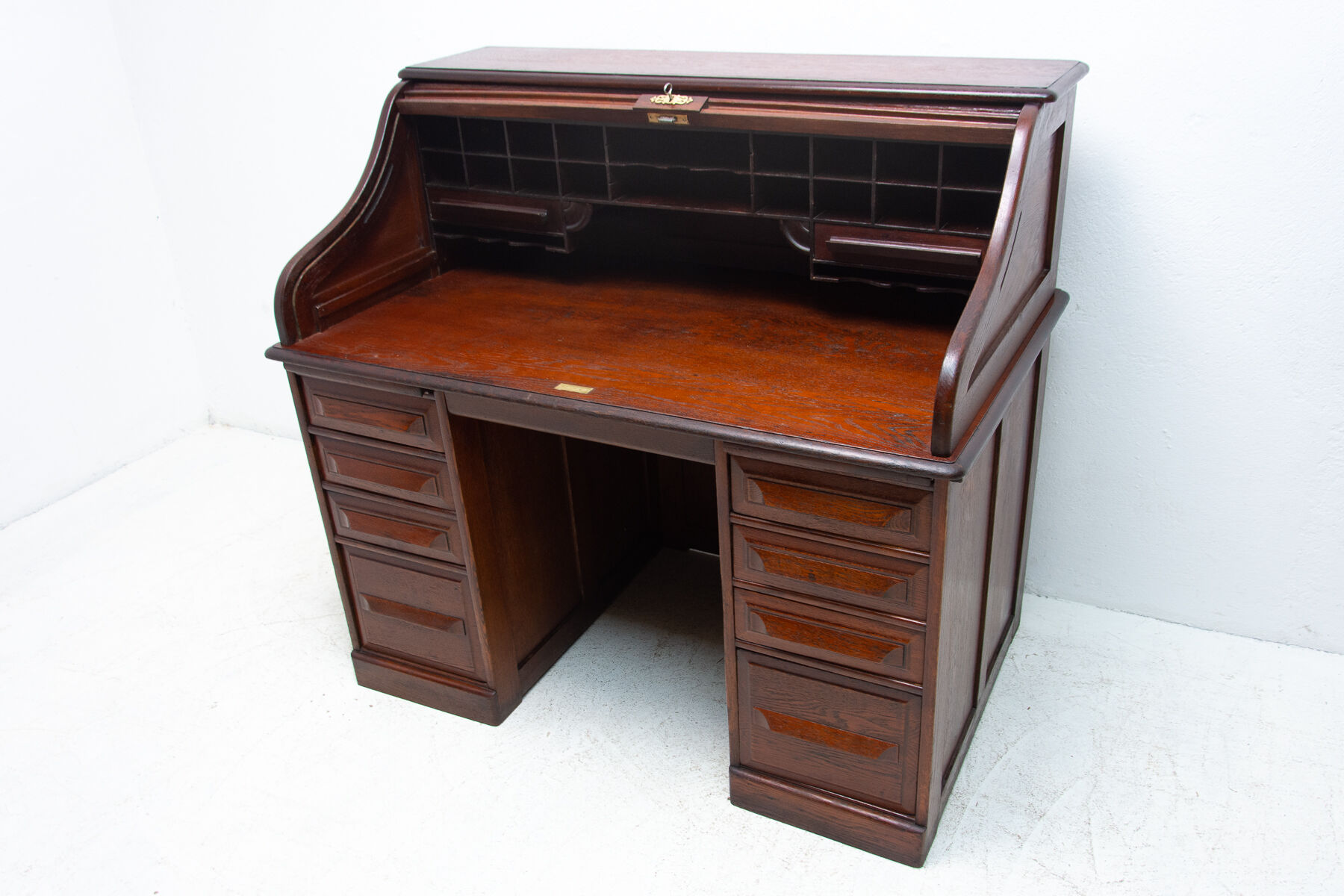 Antique roller blind writing desk 1930s, United Kingdom