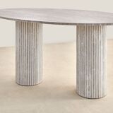 Natural travertine calypso oval dining table 240x100