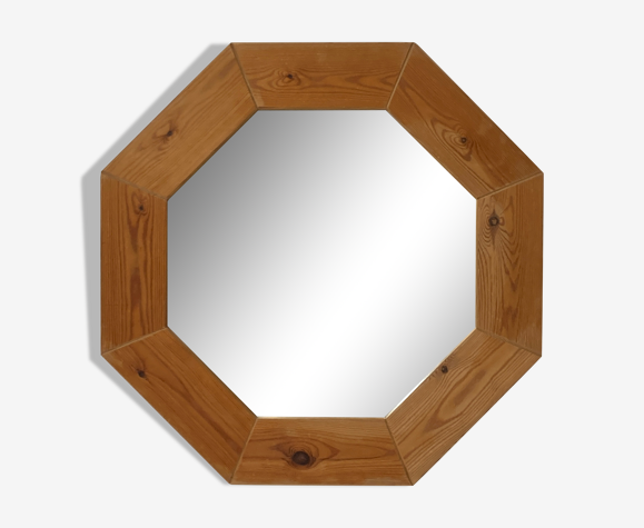Scandinavian octagonal pine mirror, 1970s