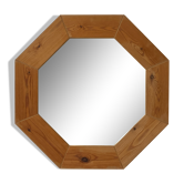Scandinavian octagonal pine mirror, 1970s