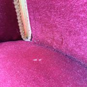 Louis XVI gilt wood and red velvet armchair