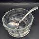 Art Deco thick crystal/glass bowl, silver-plated metal pedestal.
