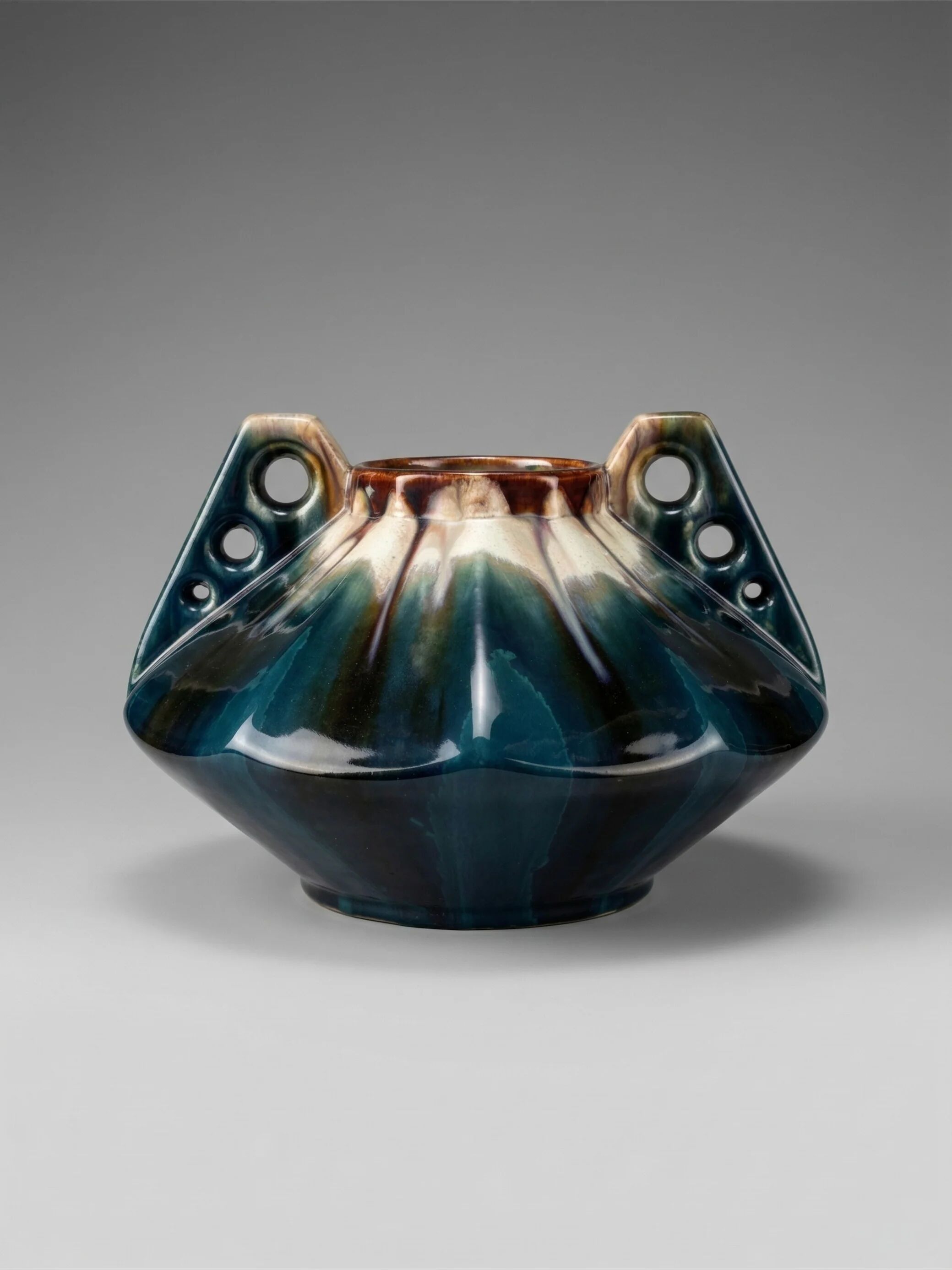 Art Deco vase in glazed ceramic attributed to Thulin, Belgium, 1930s.