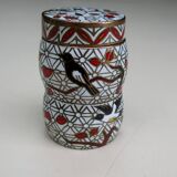 Tall cloisonné enamel box decorated with birds