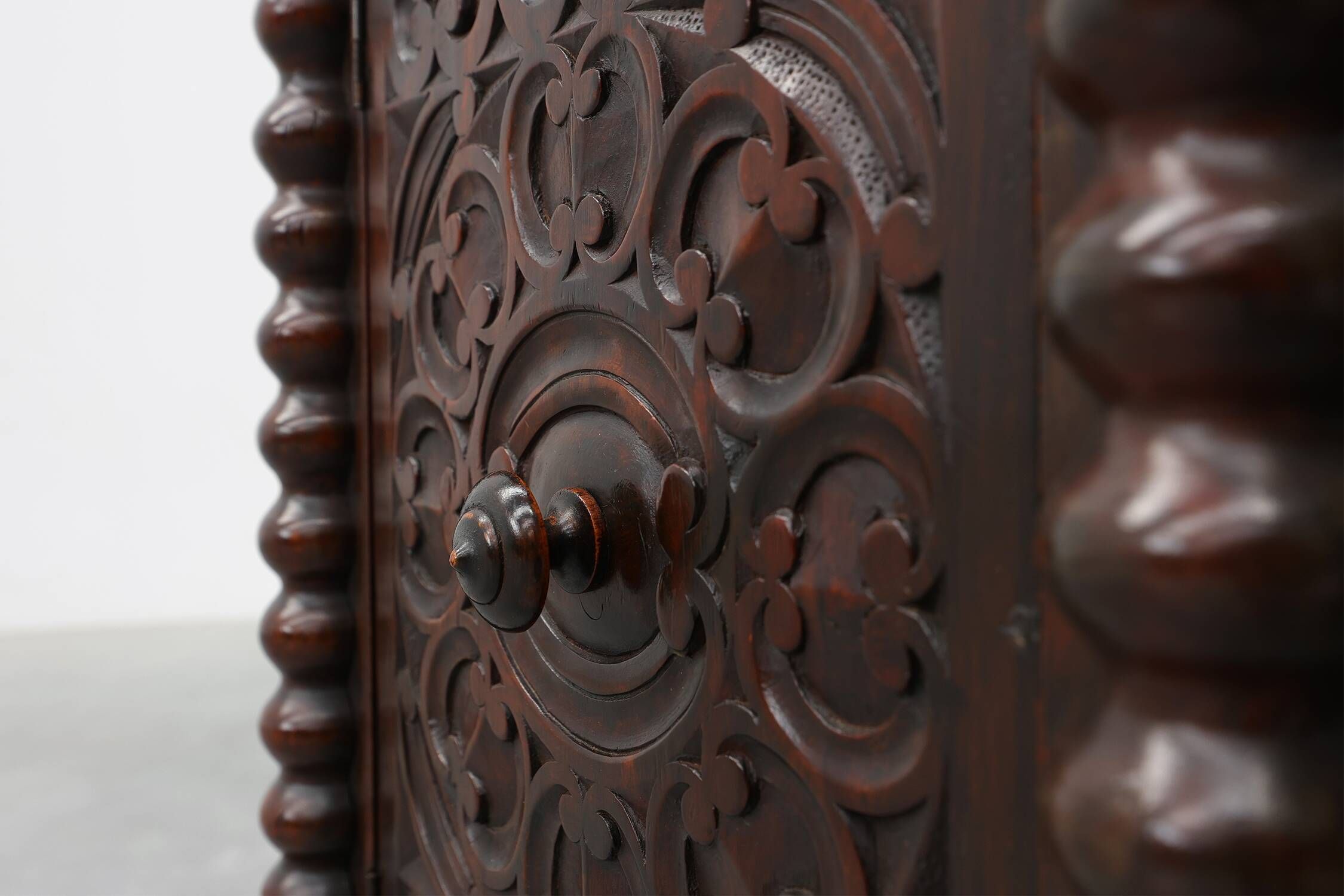 Pair of Breton Carved Oak Bedside Cabinets, France, circa 1900