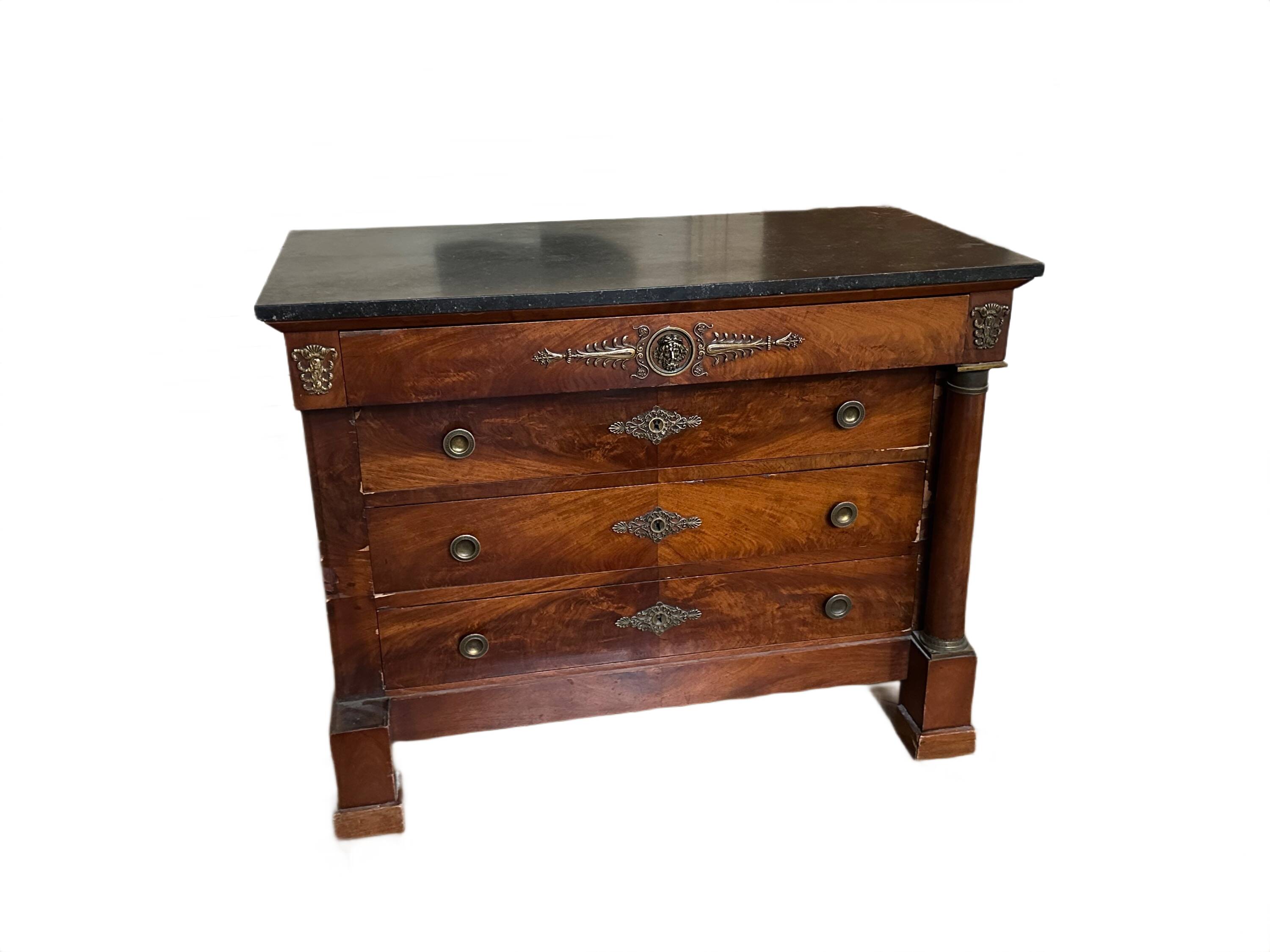 Empire column chest of drawers – early 19th century
