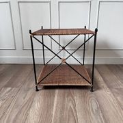 Vintage woven wicker coffee table
