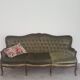 Upholstered sofa in Green Velvet