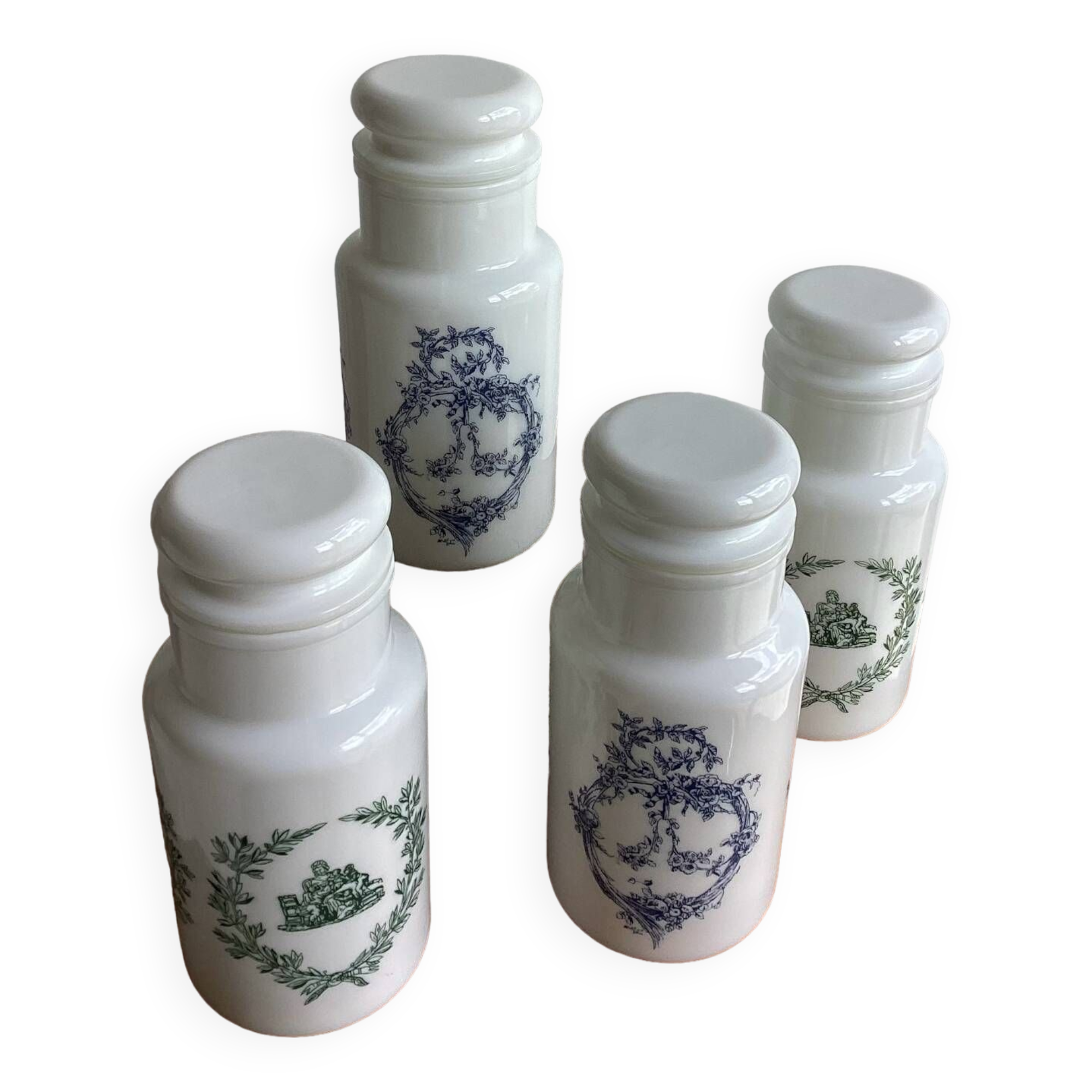 Opal glass jars - vintage