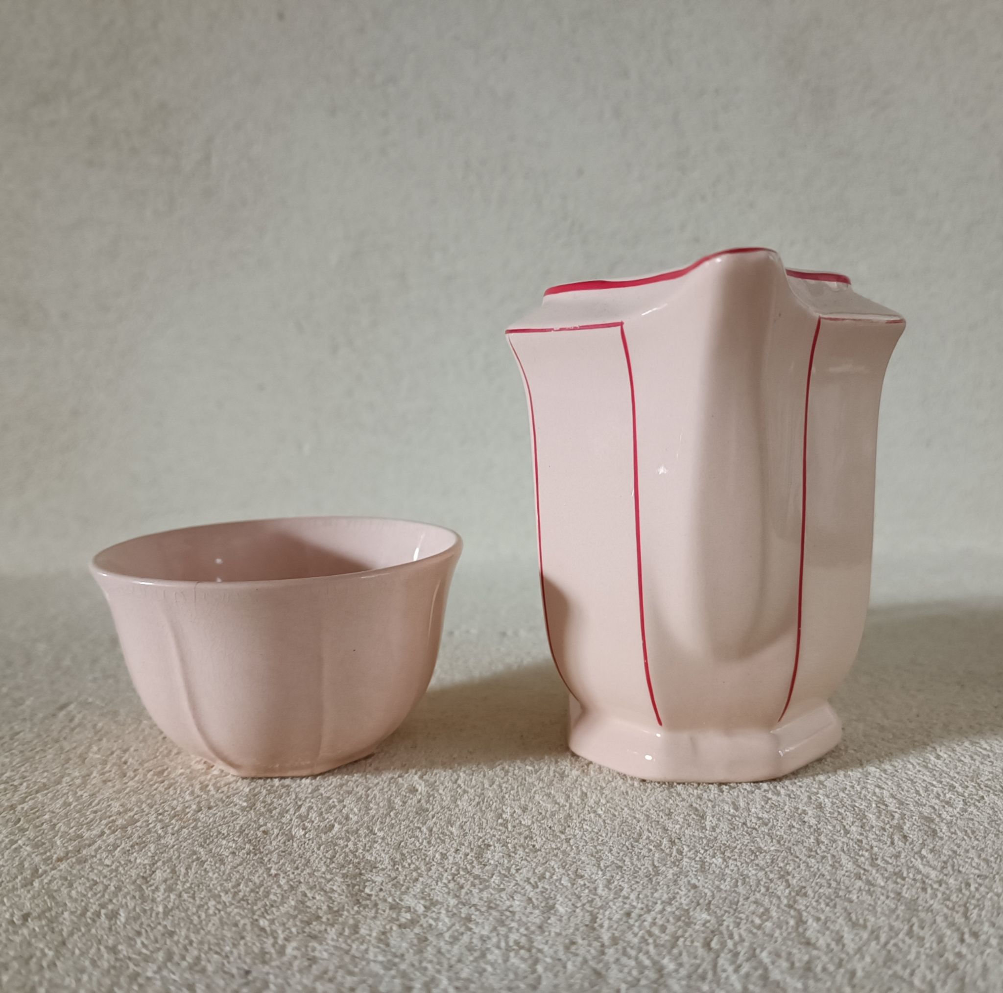 Art Deco ironstone milk jug and cup