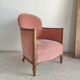 Armchair art deco pink velvet trim