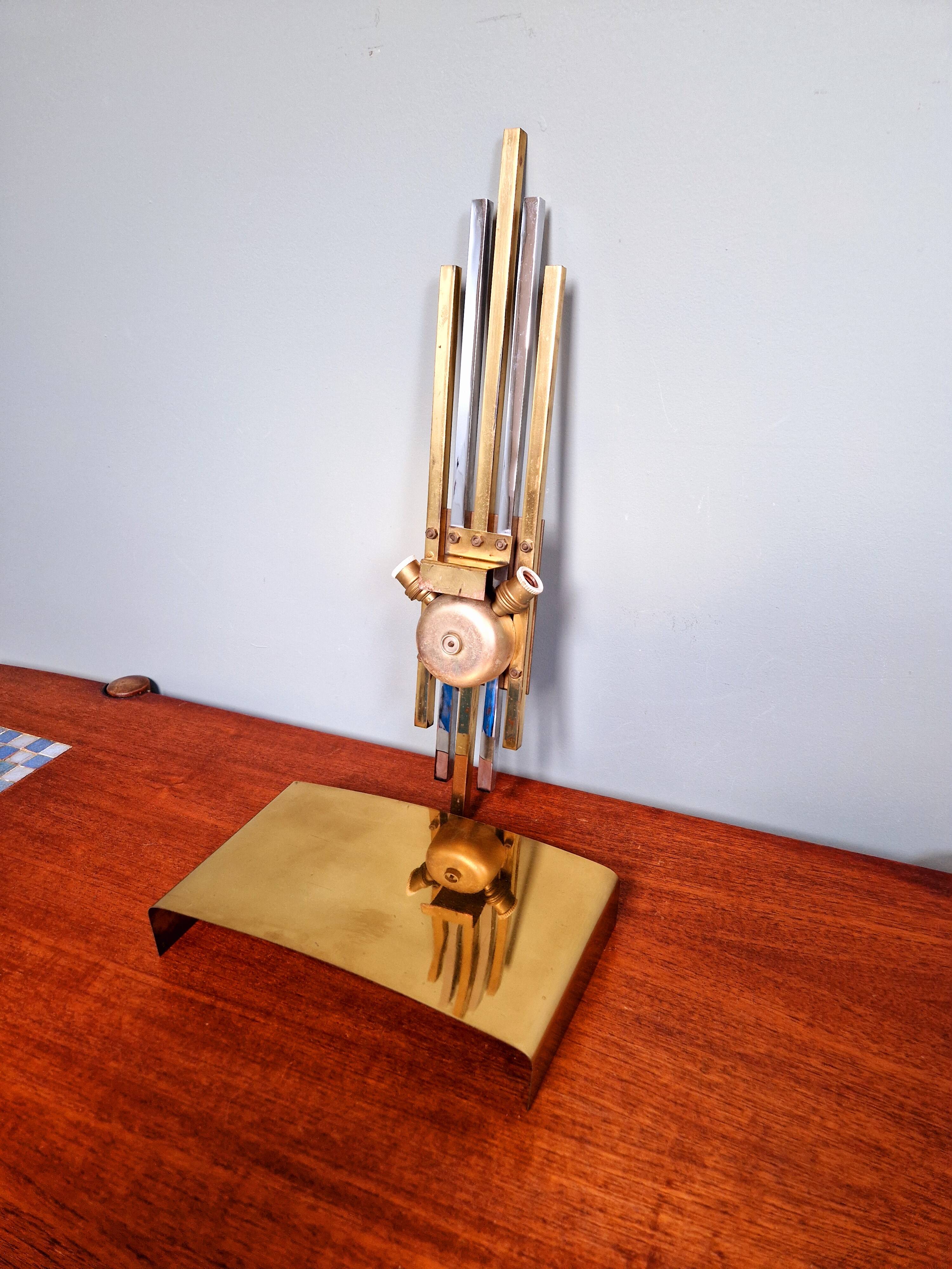 Large brass wall sconce, Hollywood Regency style, 1970s