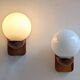 Pair of solid pine and opaline wall lights