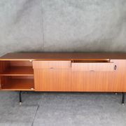 Minimalist mahogany veneer row by Paul Geoffroy 1960s