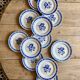 Set of 12 vintage blue flower dessert plates