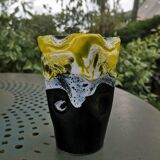 Vase vallauris lave noir et jaune