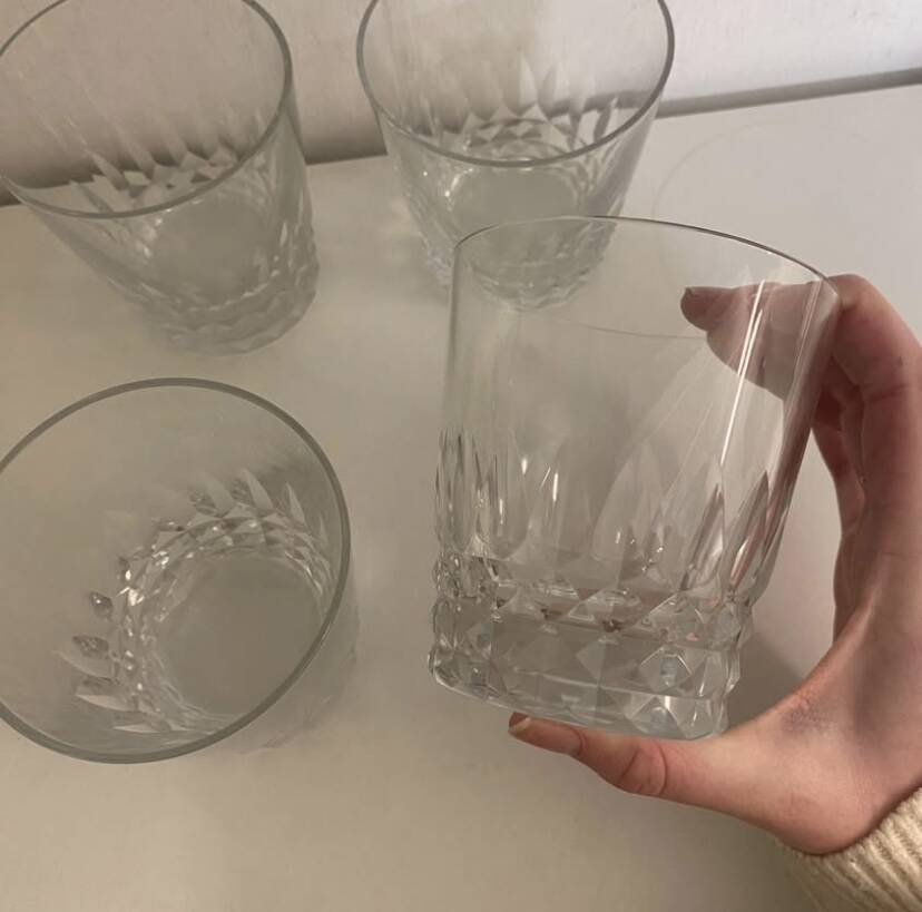 Lot de 4 verres à whisky cristal Baccarat modèle Piccadilly