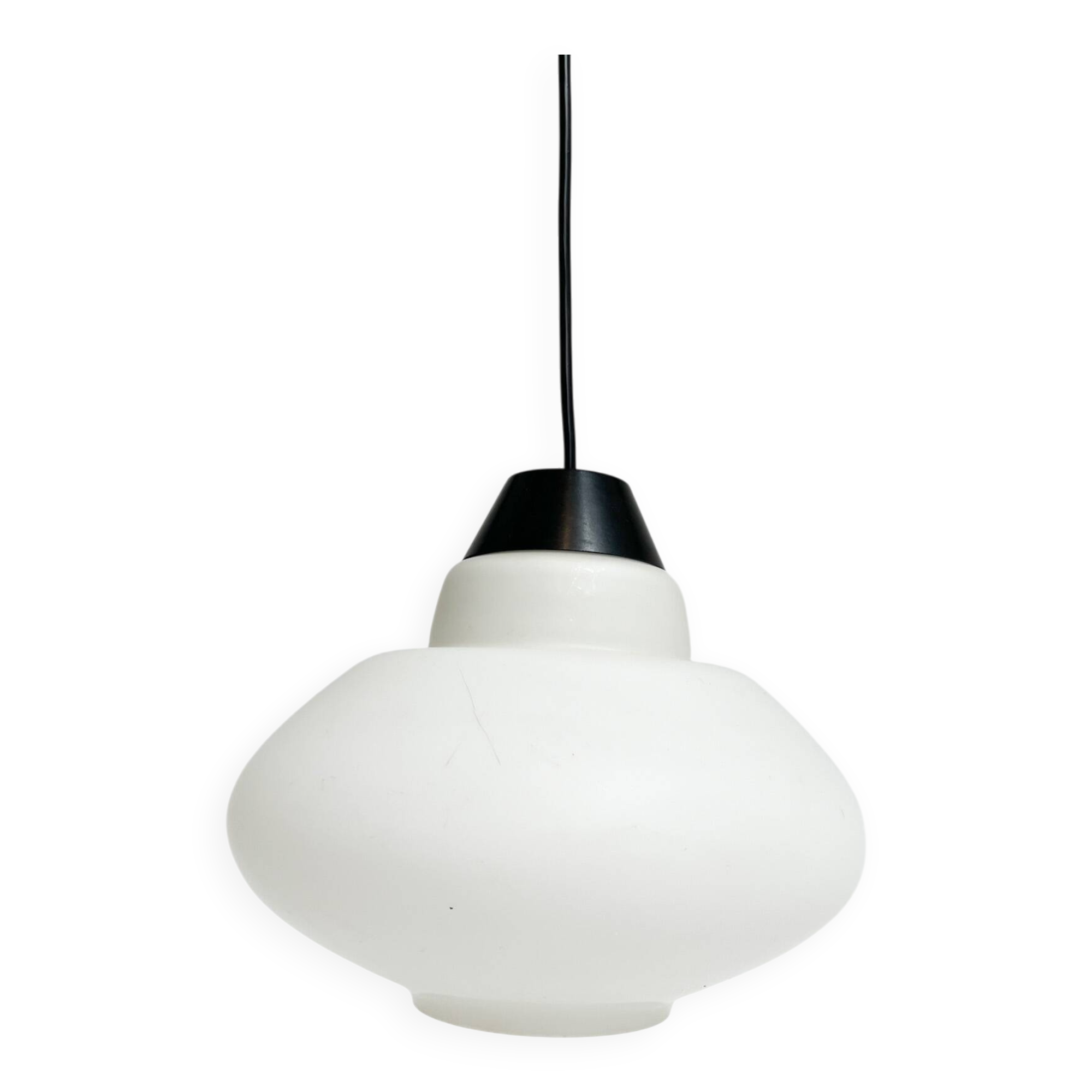 Round opal glass ceiling lamp by Philips, 1950s