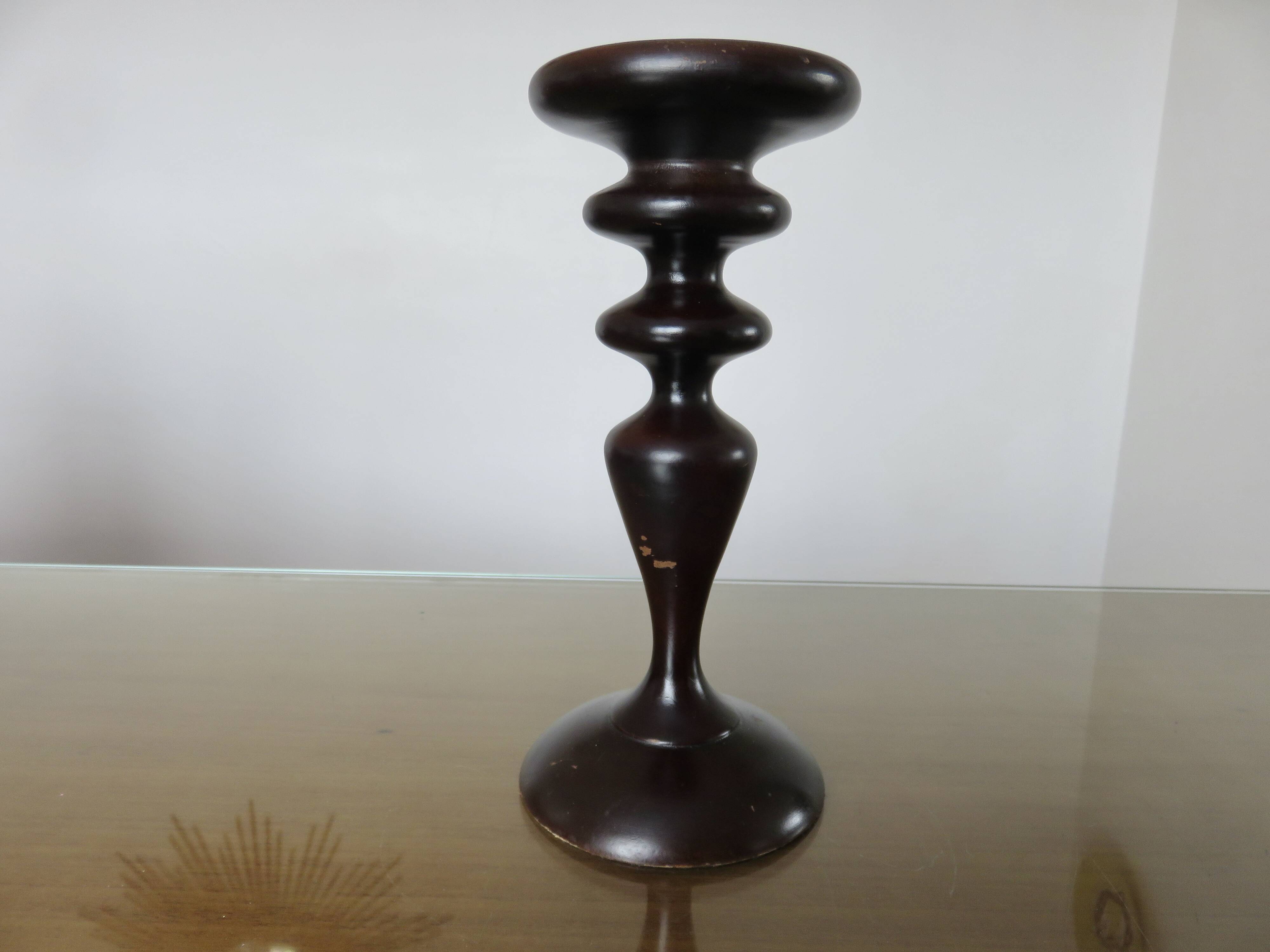 Paire de bougeoirs scandinaves en bois, années 70-80