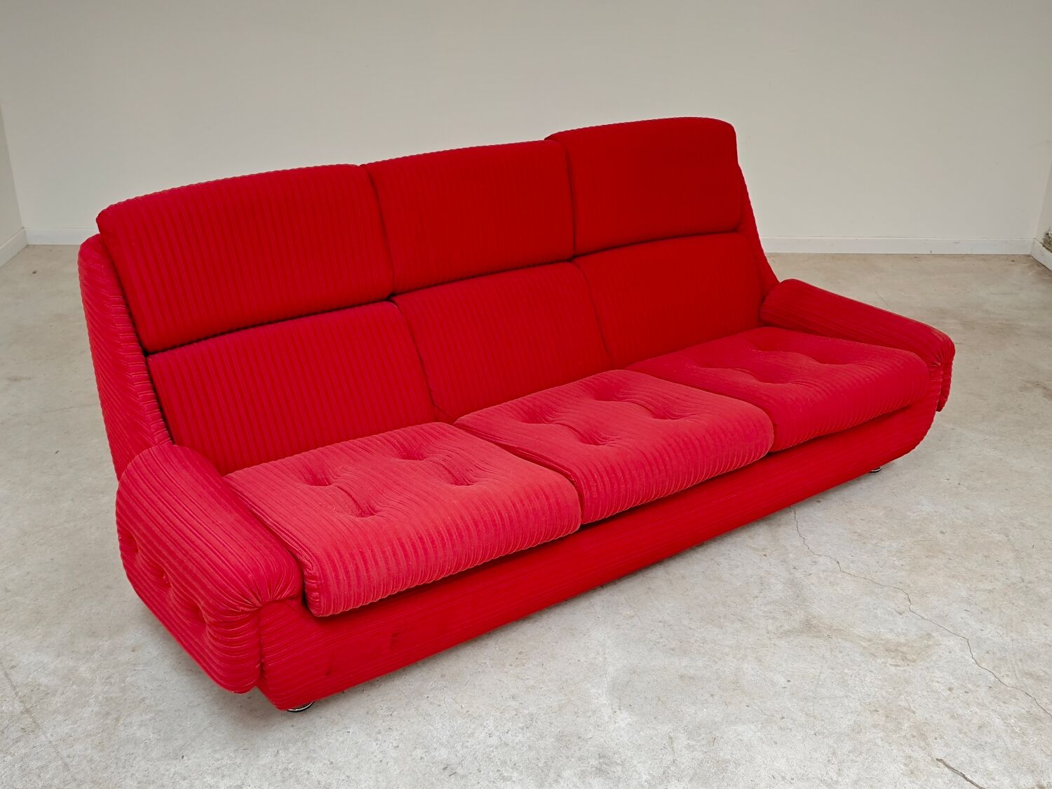 Canapé orange jitona ribbed fabric space age 1070