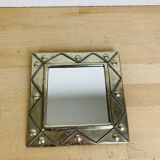 Square silver metal mirror, vintage