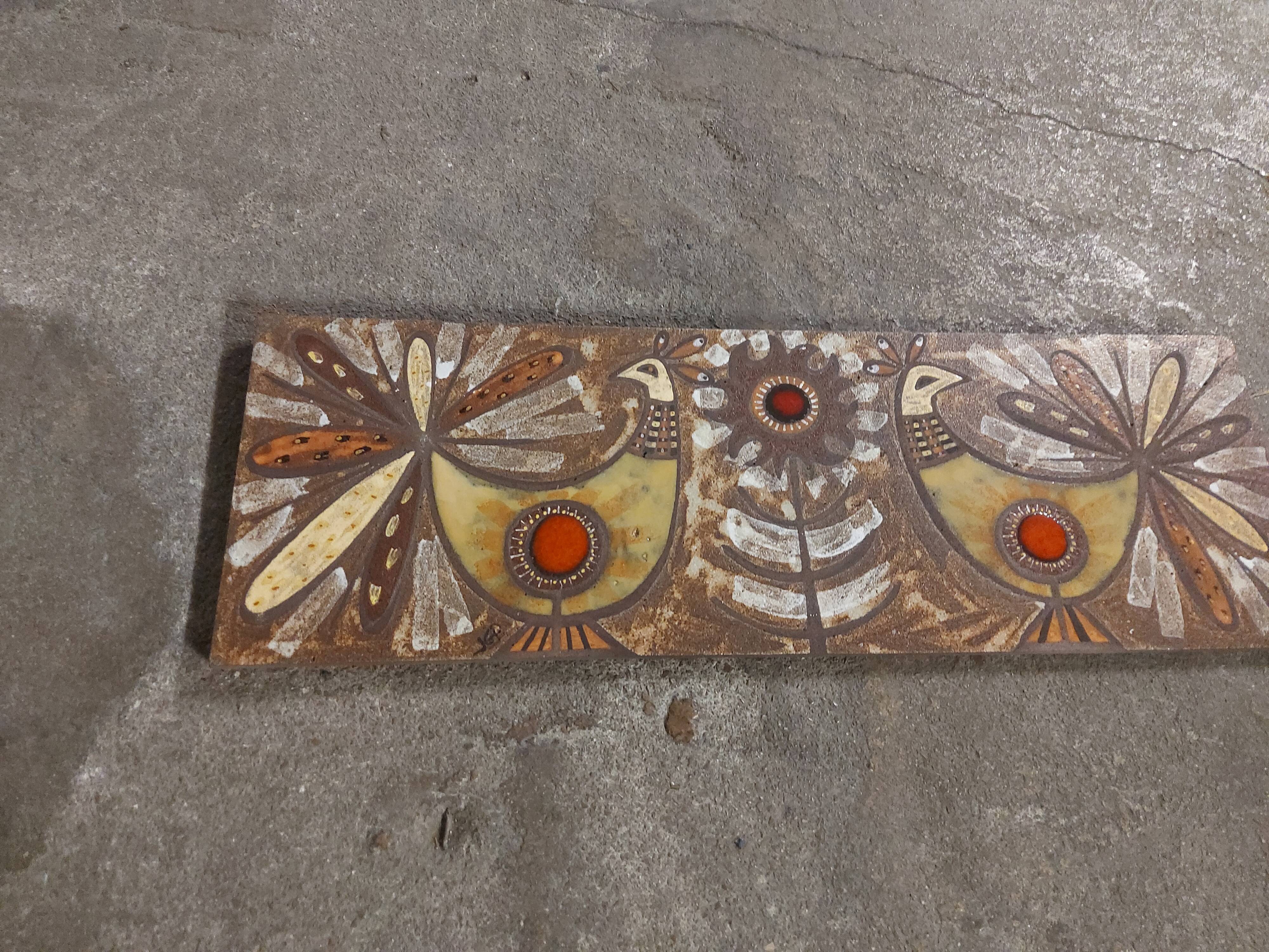 Plate, enamelled lava panel J.G Picard, Vallauris