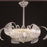 Charming Art Decò, Barovier & Toso Chandelier, Murano Glass, 1950s