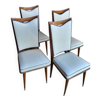 4 50s skaï & wood chairs