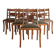 Set of 14 vintage chairs in solid wood and green leather.