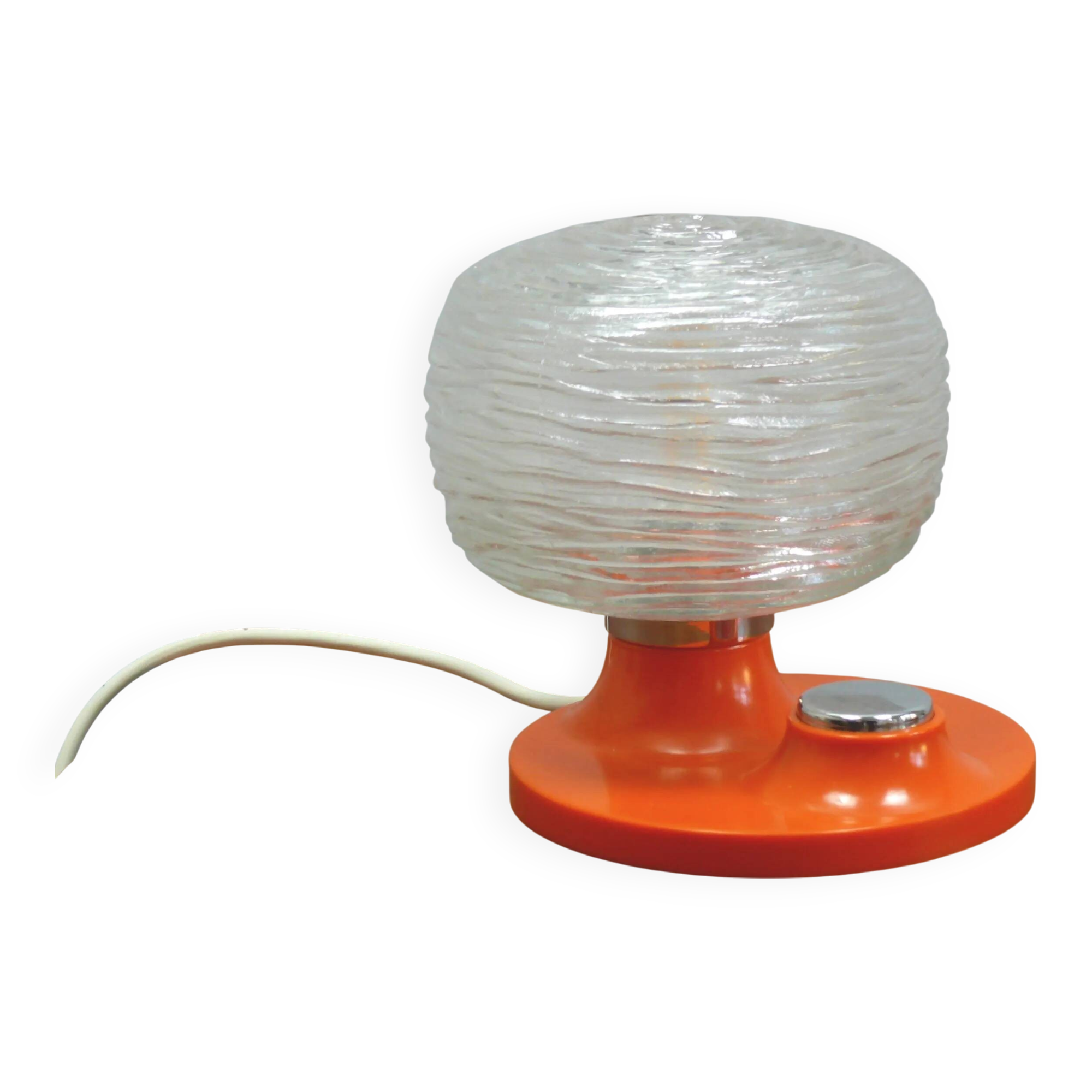 Hillebrand bedside lamp from the 1970s; glass, metal and plastic; mid-century, space age style