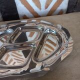 Stainless steel oval dish with compartments