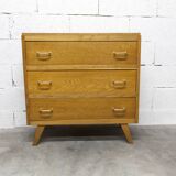 3-drawer chest with splayed legs, 1960s, honey color